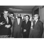 مصطفی چمران در کنار مهدی بازرگان و ابراهیم یزدی و حافظ اسد