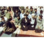 حجت‌الاسلام‌والمسلمین مهدی شاه‌آبادی در کنار محمدباقر حکیم و آیت‌الله خامنه‌ای در نماز جمعه تهران